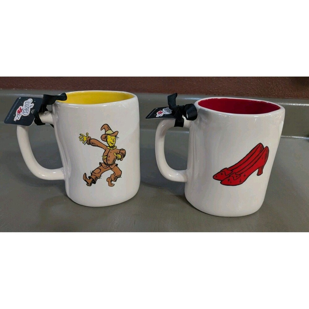 Rae Dunn Wizard Of Oz Mug Set  Of 2, Scarecrow Ruby Slippers, NWT